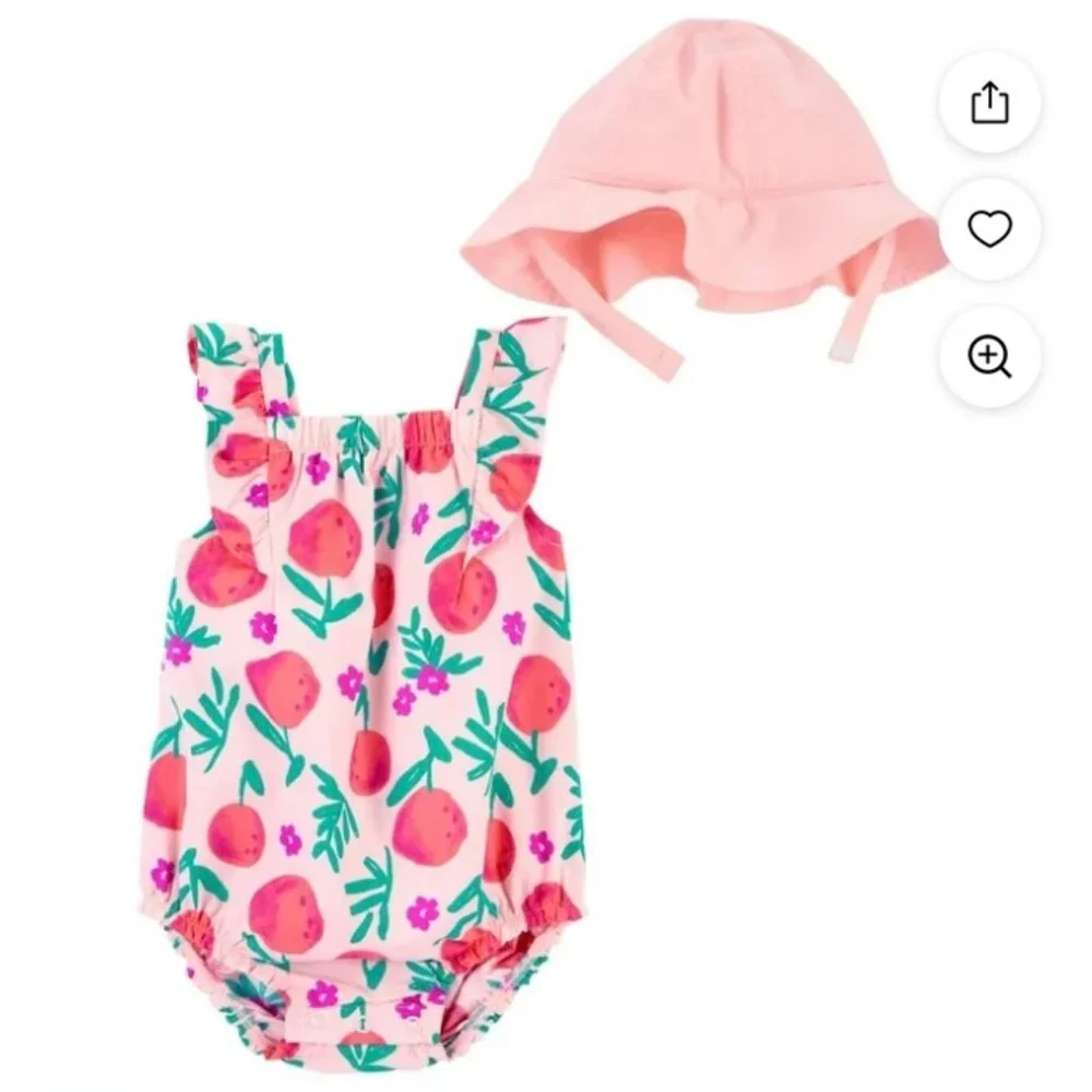 Carter's Child of Mine Baby Girl Romper and Hat